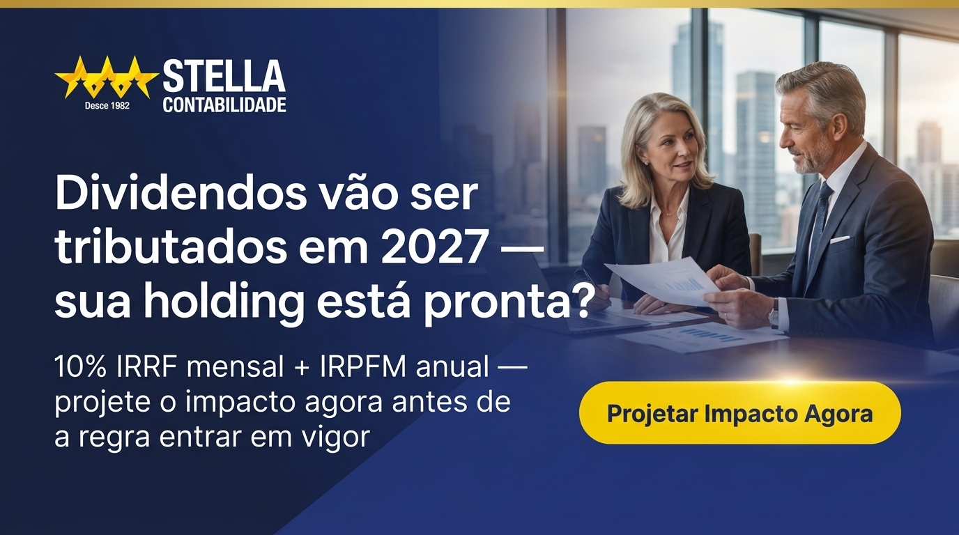 Banner CTA — preparar holding para tributação de dividendos PL 1087/2025 com a Contabilidade Stella