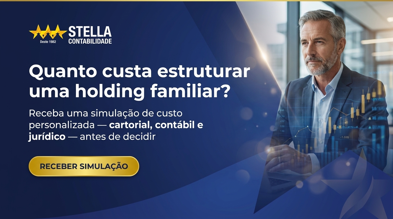 Banner CTA — simulação personalizada de custo de estruturação de holding familiar com a Contabilidade Stella