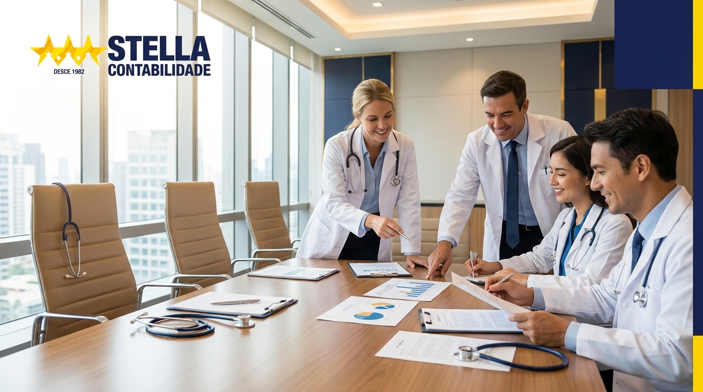 Estruturar sociedade médica em 2026 — Contabilidade Stella Banner CTA — estruturar sociedade médica corretamente com a Contabilidade Stella