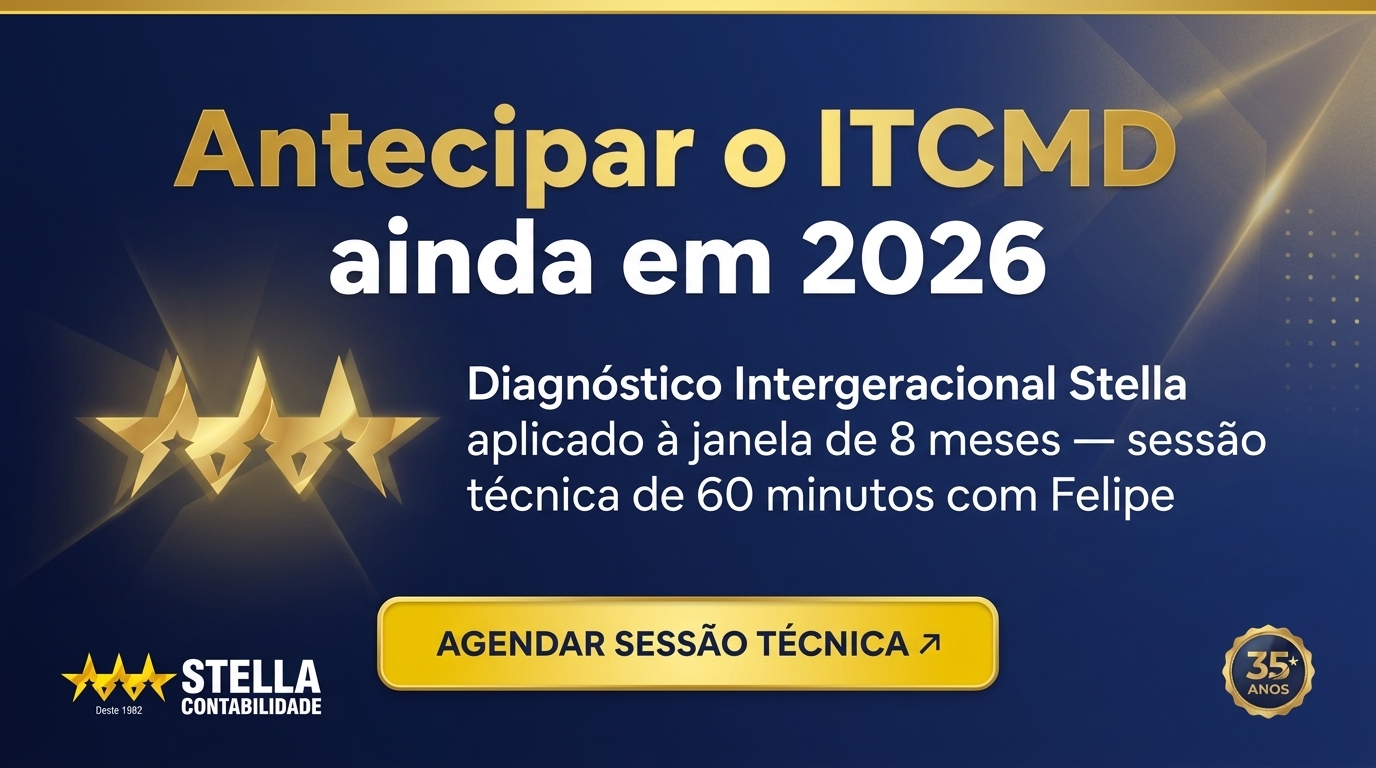 Banner CTA — Diagnóstico Intergeracional Stella aplicado à janela de 8 meses do ITCMD