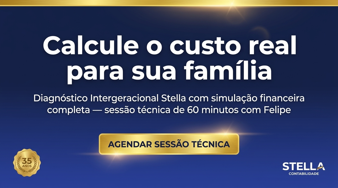 Banner CTA — Diagnóstico Intergeracional Stella com simulação financeira completa