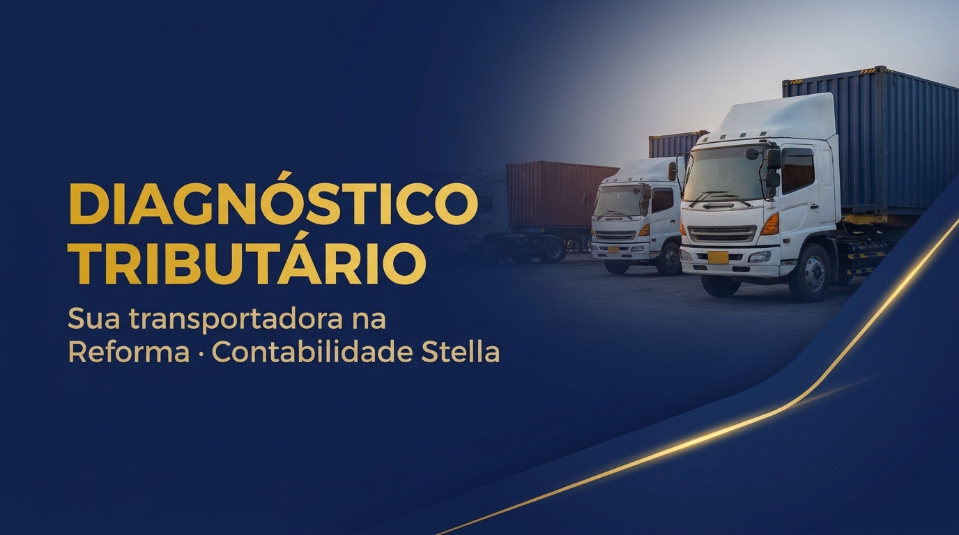 Compare Simples, Lucro Presumido e Lucro Real para a sua transportadora — Contabilidade Stella Banner convidando a transportadora a comparar os regimes tributários com a Contabilidade Stella