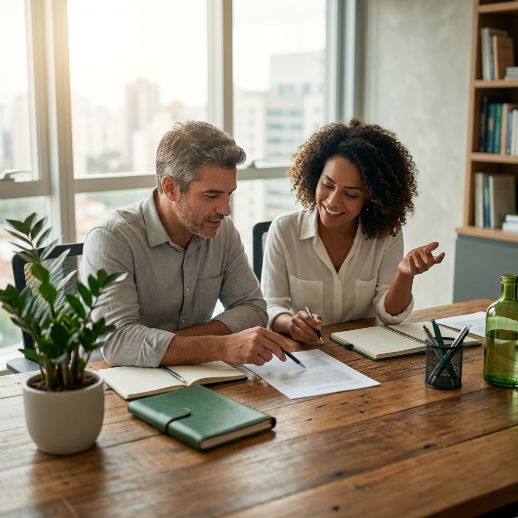 Sócios discutindo mudança no contrato social da empresa